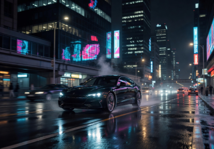 Cinematic night city driving